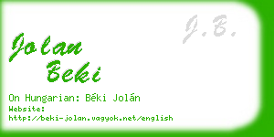 jolan beki business card